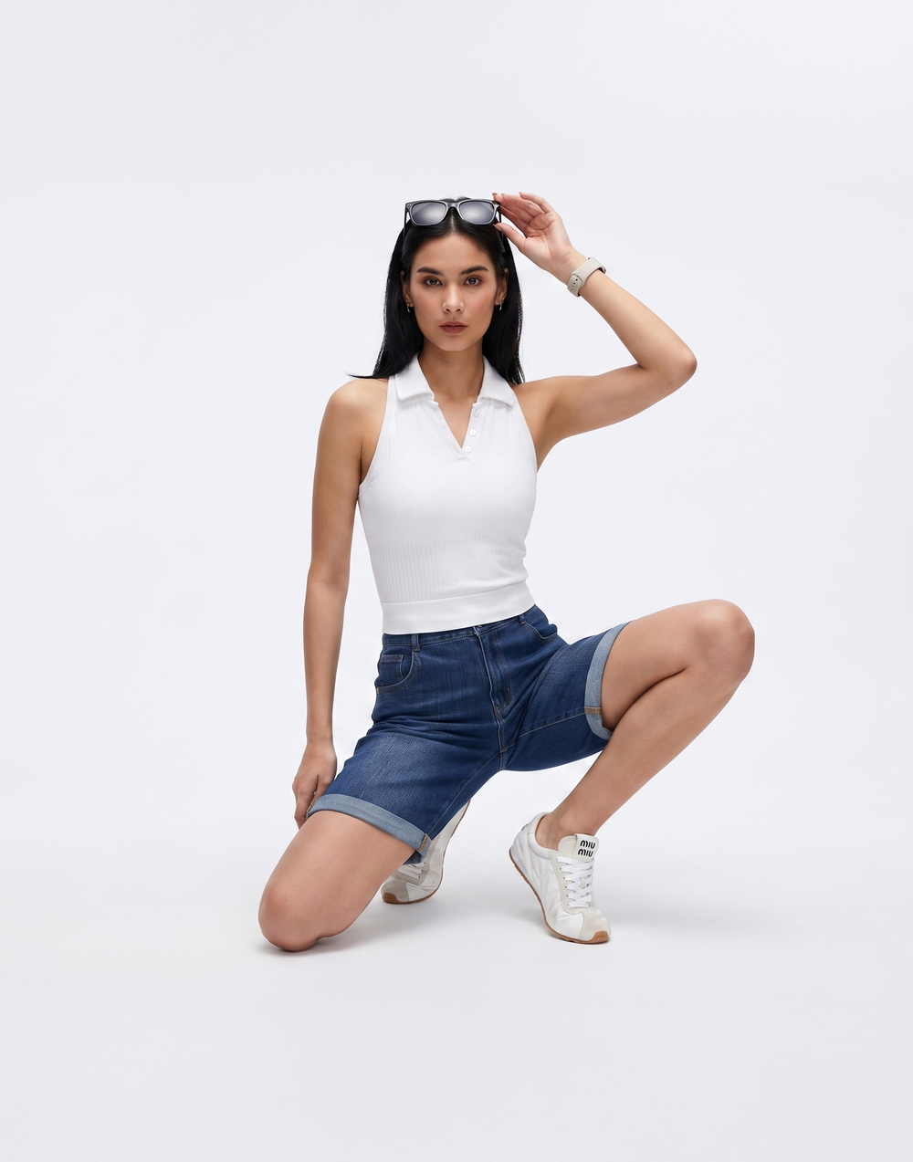 Cooling, Buttery Soft, Stretchy With Tummy Control Comfort Denim Shorts With Pockets