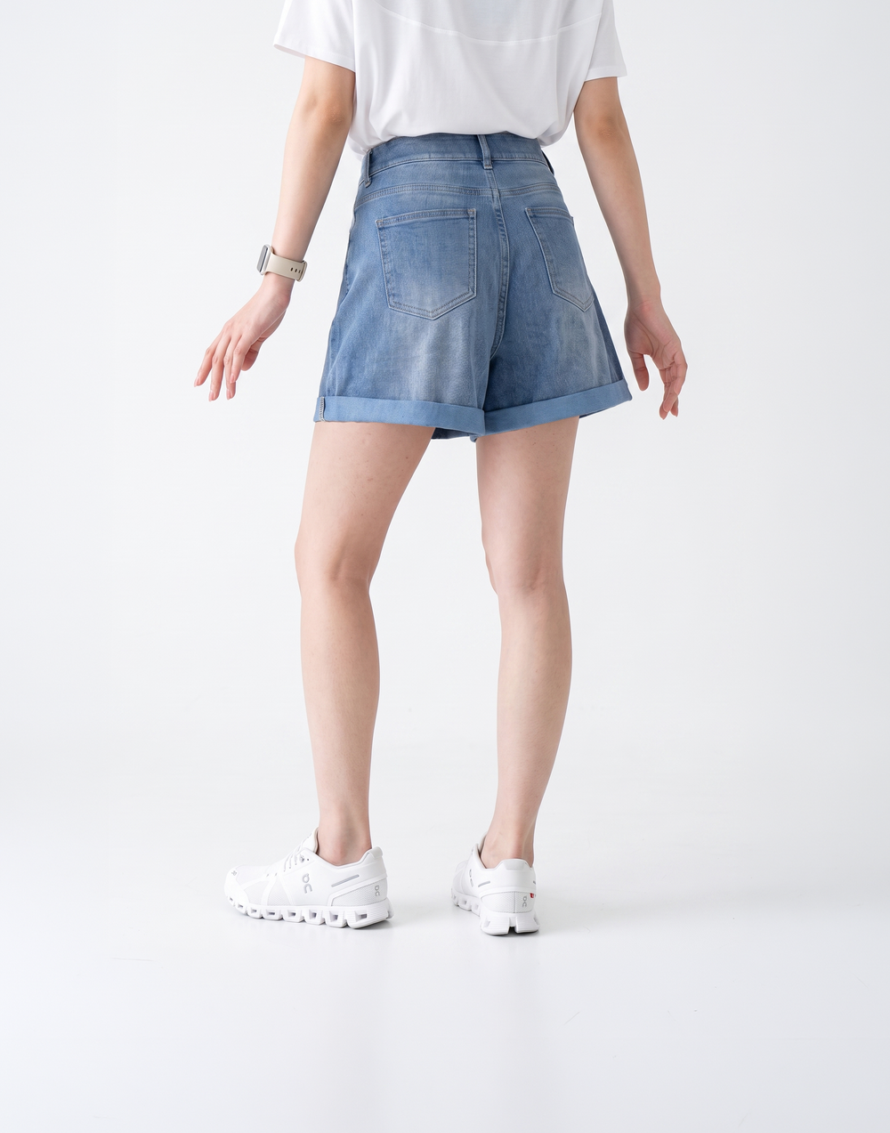 Cooling, Buttery Soft & Stretchy With Tummy Control Limitless Denim Shorts With Elastic Waistband