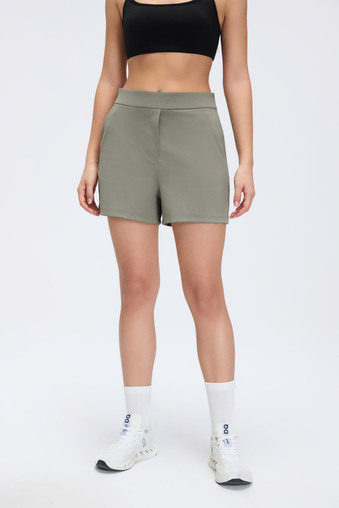 Buy 1, Get 1 Free - Wrinkle-Free & Buttery Soft Rise Bermudas With Stretchy Waistband & Pockets