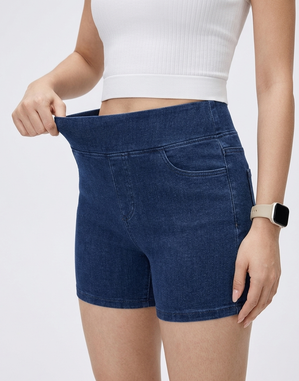 Cooling, Buttery Soft, Stretchy Curve Tummy Control Denim Shorts