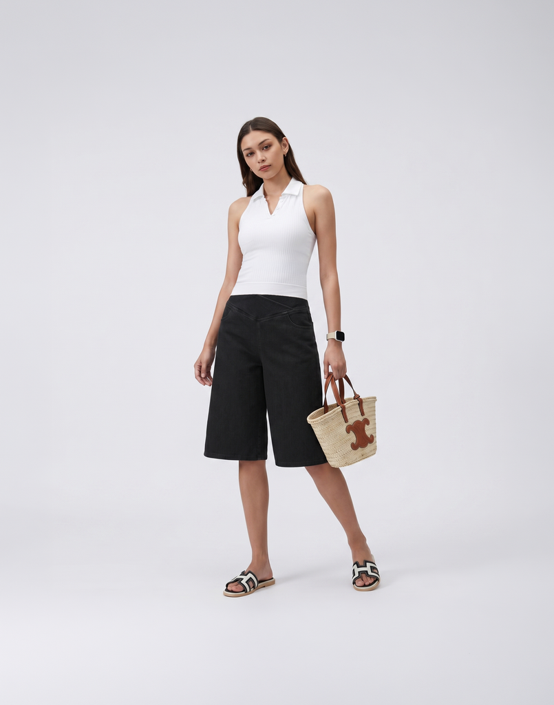 Cooling, Buttery Soft & Stretchy Fresh Denim Shorts With Tummy Control