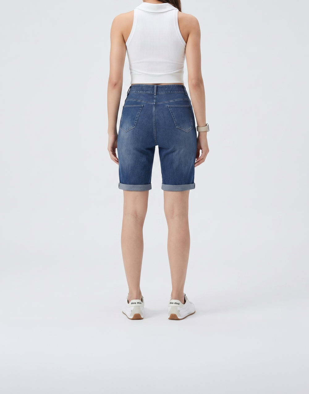 Cooling, Buttery Soft, Stretchy With Tummy Control Comfort Denim Shorts With Pockets