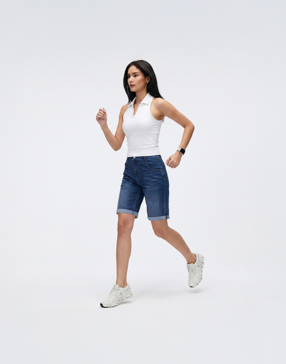 Cooling, Buttery Soft, Stretchy With Tummy Control Comfort Denim Shorts With Pockets