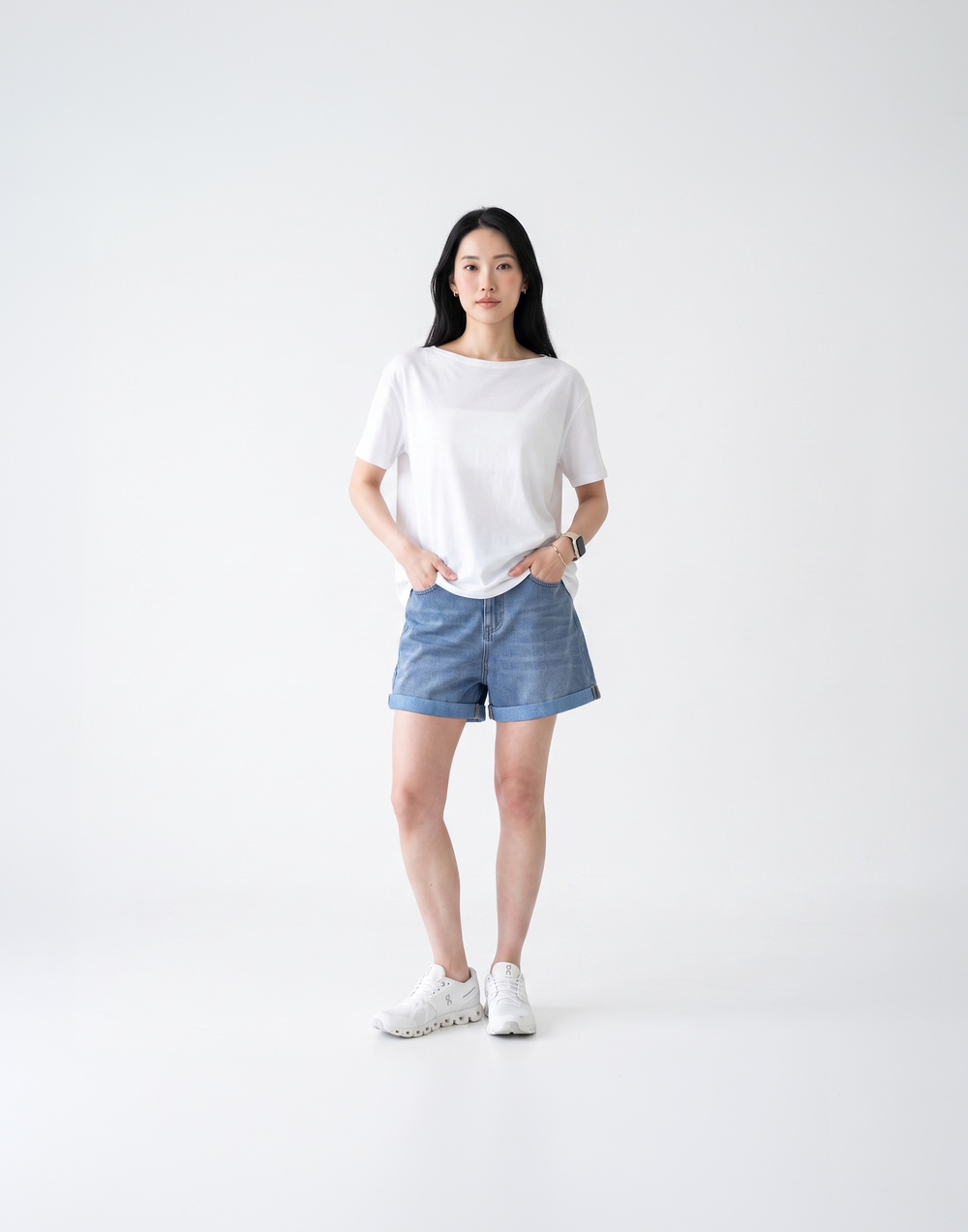 Cooling, Buttery Soft & Stretchy With Tummy Control Limitless Denim Shorts With Elastic Waistband