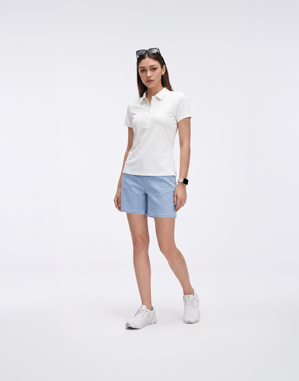 Cooling & Buttery Soft With Tummy-Tucking Waistline Motion Denim Shorts With Pockets