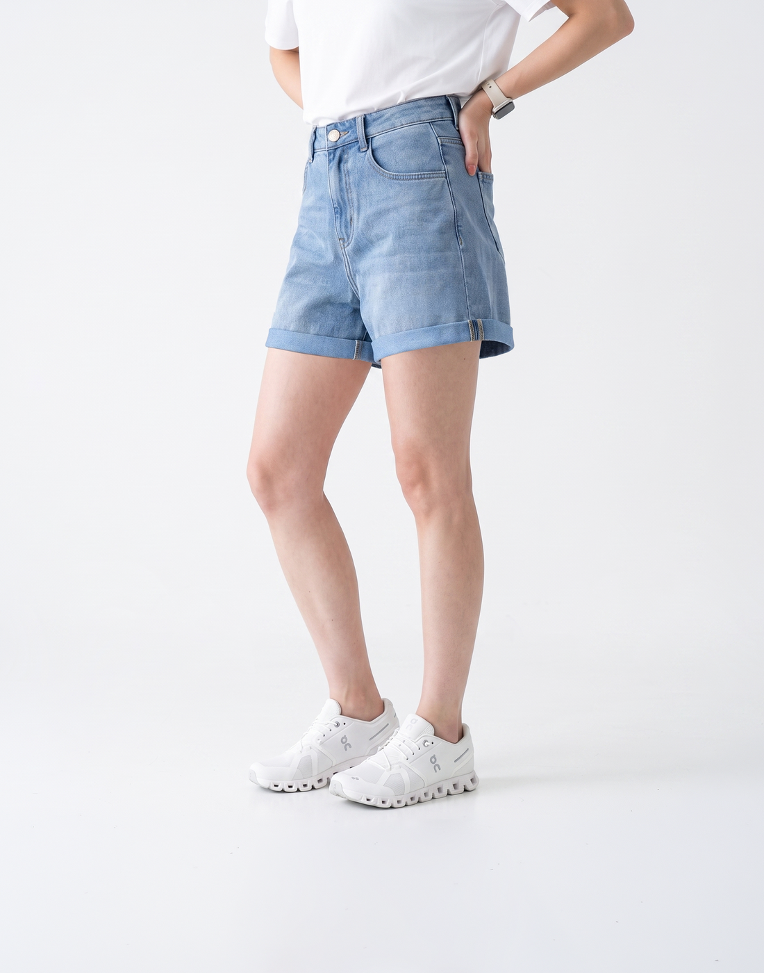Cooling, Buttery Soft & Stretchy With Tummy Control Limitless Denim Shorts With Elastic Waistband