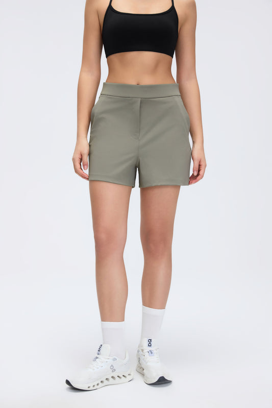 Buy 1, Get 1 Free - Wrinkle-Free & Buttery Soft Rise Bermudas With Stretchy Waistband & Pockets