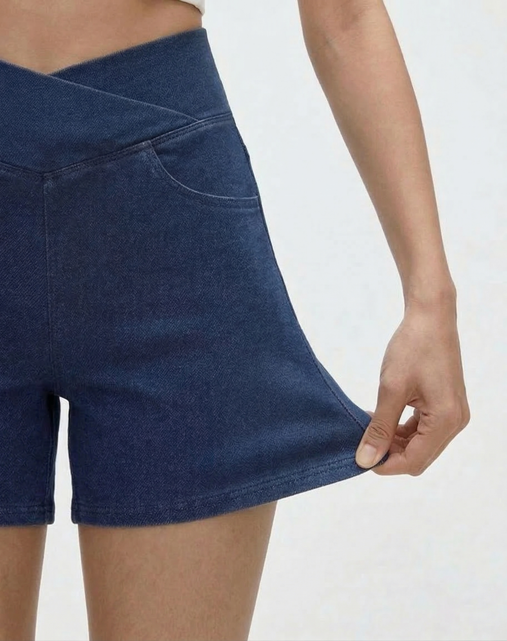 Cooling & Buttery Soft With Tummy-Tucking Waistline Motion Denim Shorts With Pockets