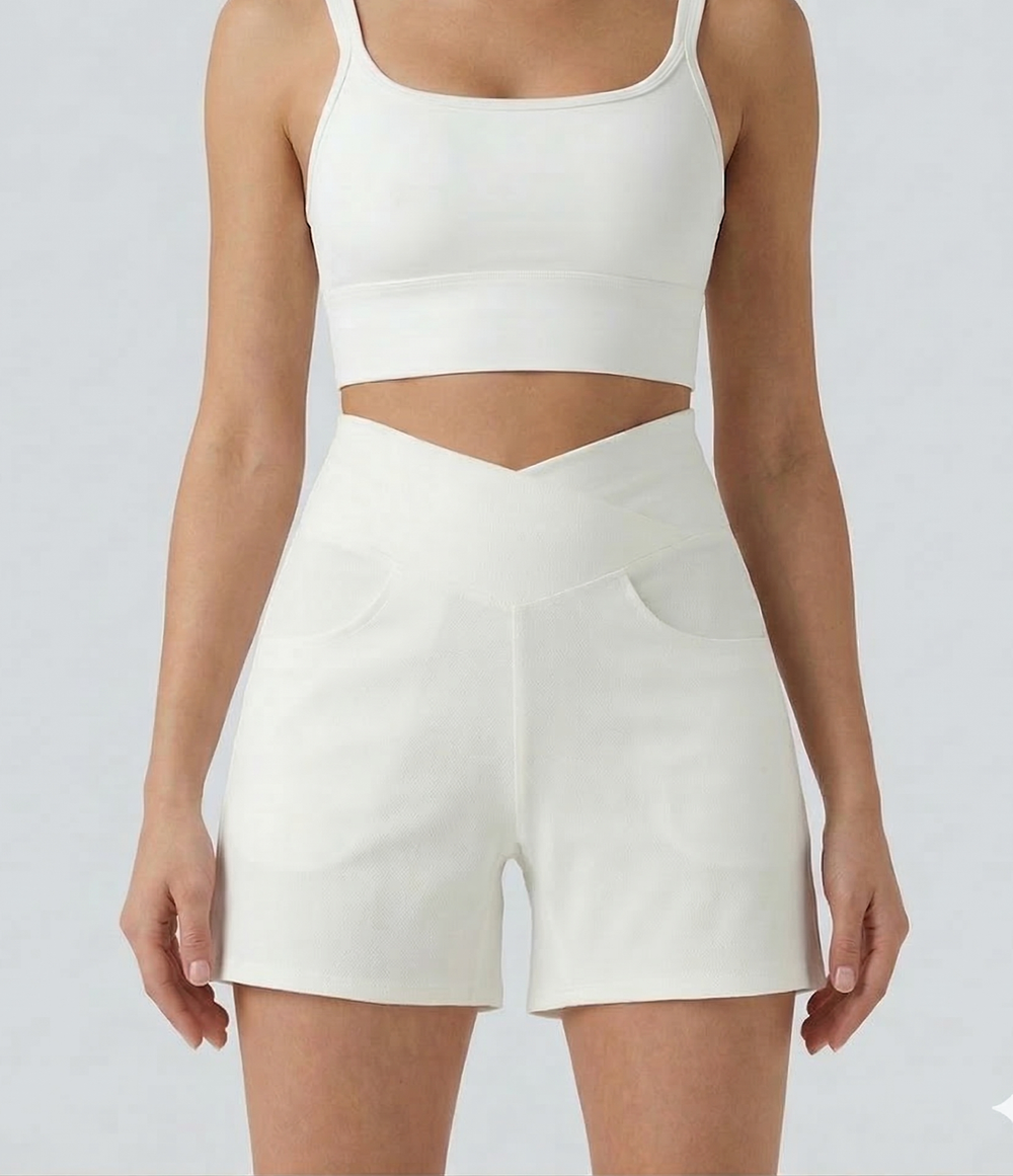 Cooling & Buttery Soft With Tummy-Tucking Waistline Motion Denim Shorts With Pockets