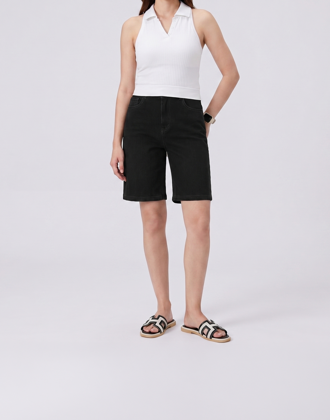 Cooling, Buttery Soft With Tummy Control Freedom Denim Shorts With Pockets