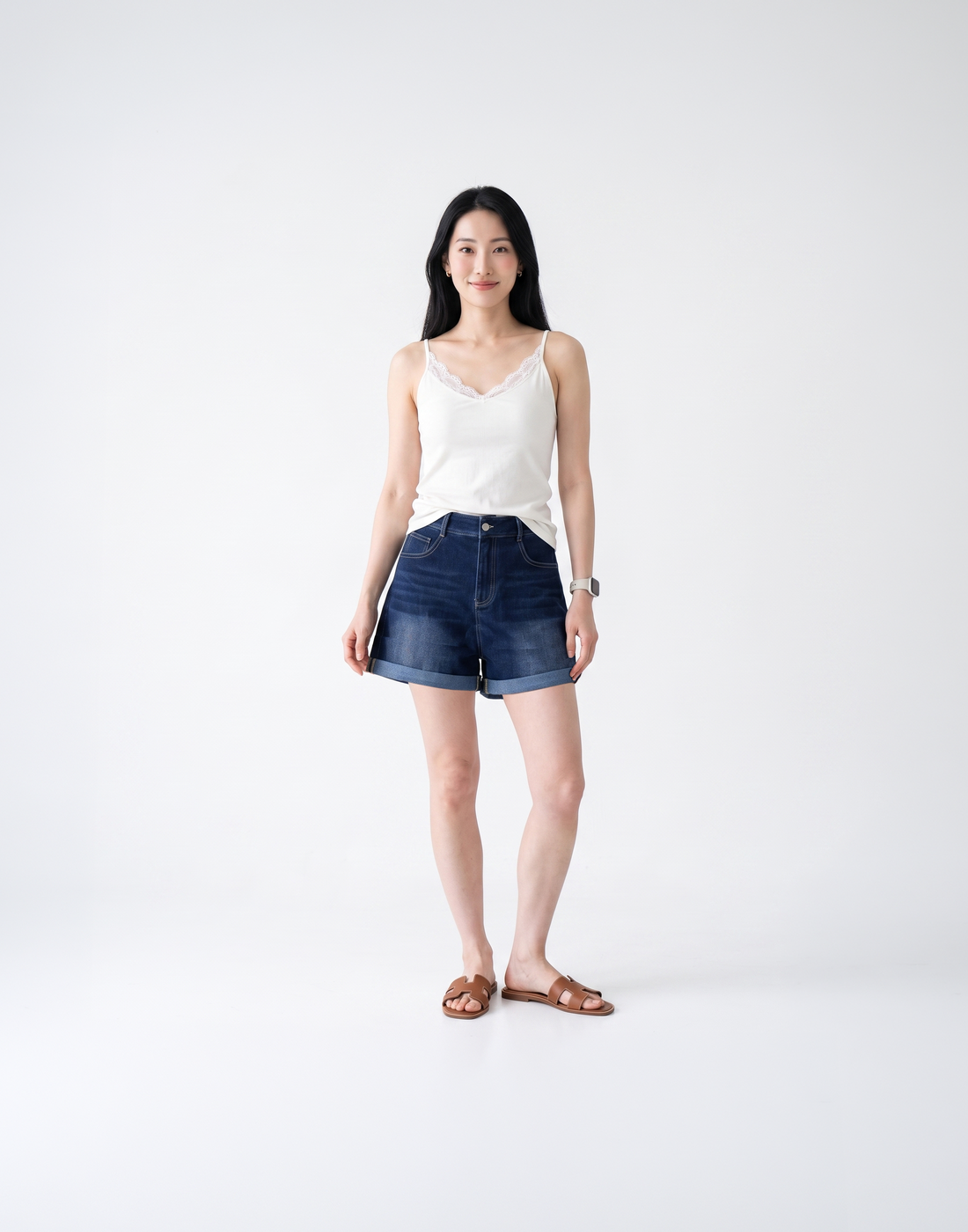 Cooling, Buttery Soft & Stretchy With Tummy Control Limitless Denim Shorts With Elastic Waistband