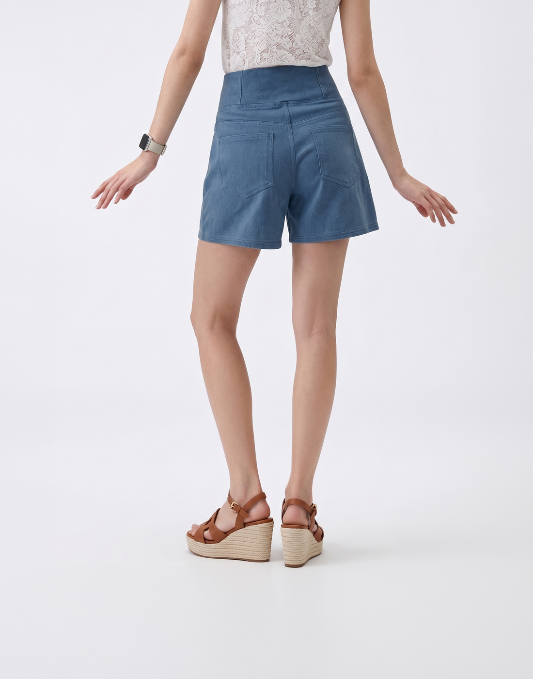 Cooling & Buttery Soft With Tummy-Tucking Waistline Motion Denim Shorts With Pockets