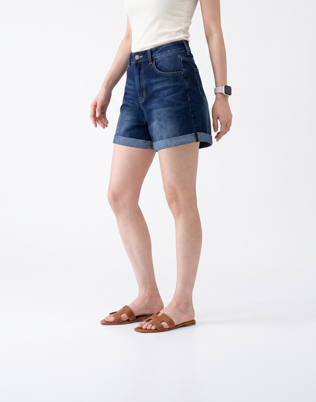 Cooling, Buttery Soft & Stretchy With Tummy Control Limitless Denim Shorts With Elastic Waistband