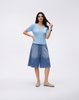 Cooling, Breathable & Free Size Wave Pleated Denim Shorts With Pockets