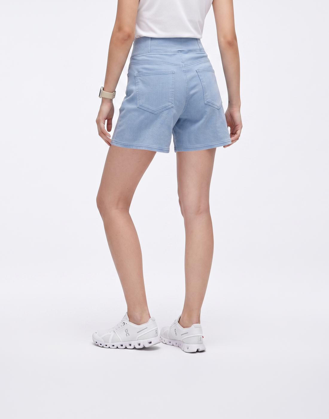 Cooling & Buttery Soft With Tummy-Tucking Waistline Motion Denim Shorts With Pockets