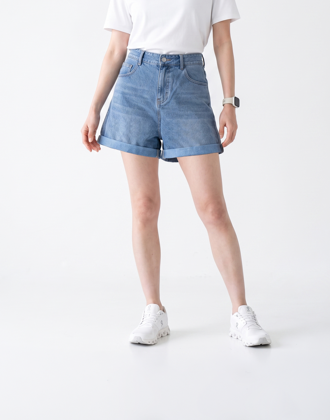 Cooling, Buttery Soft & Stretchy With Tummy Control Limitless Denim Shorts With Elastic Waistband