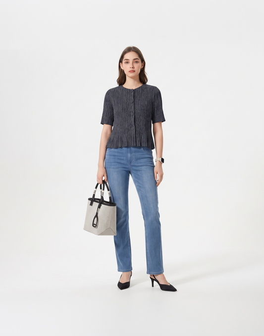 Wrinkle-Free, Cooling & Breathable Free Size Cascade Pleated Set