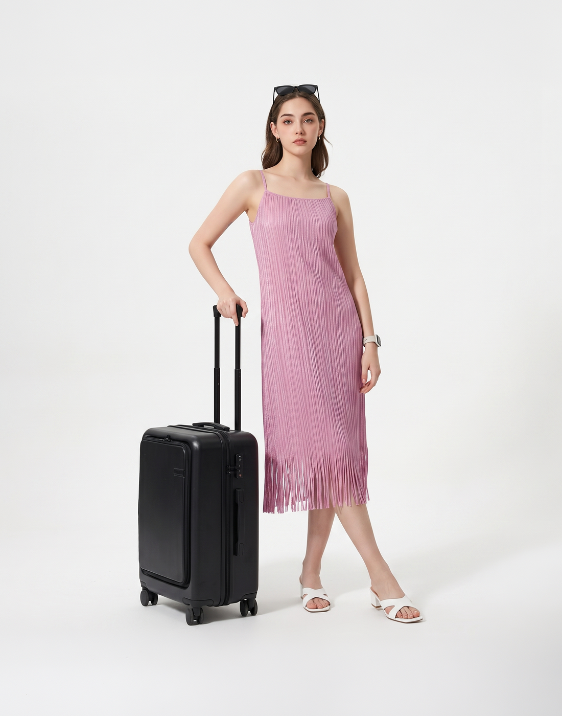 Wrinkle-Free, Cooling & Breathable Free Size Cascade Pleated Set