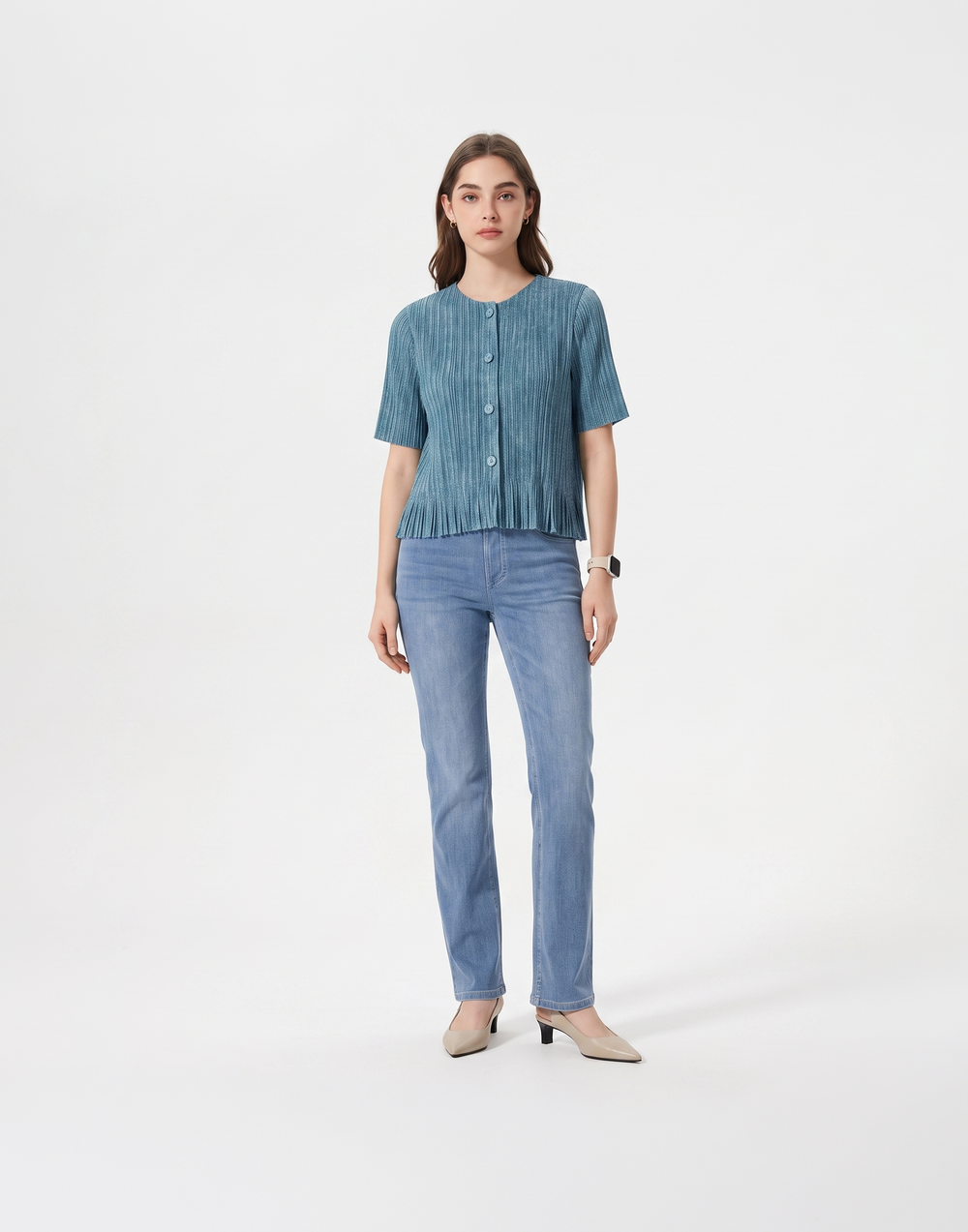 Wrinkle-Free, Cooling & Breathable Free Size Cascade Pleated Blouse