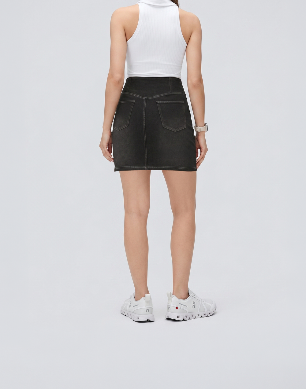 Cooling & Stretchable With Tummy Control Signature Denim Skirt With Pockets