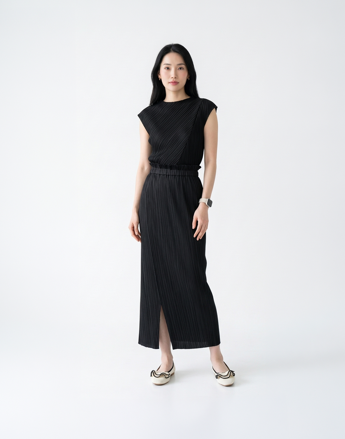 Wrinkle-Free, Cooling & Breathable Tummy Tucking Drape Skirt With Elastic Waistband
