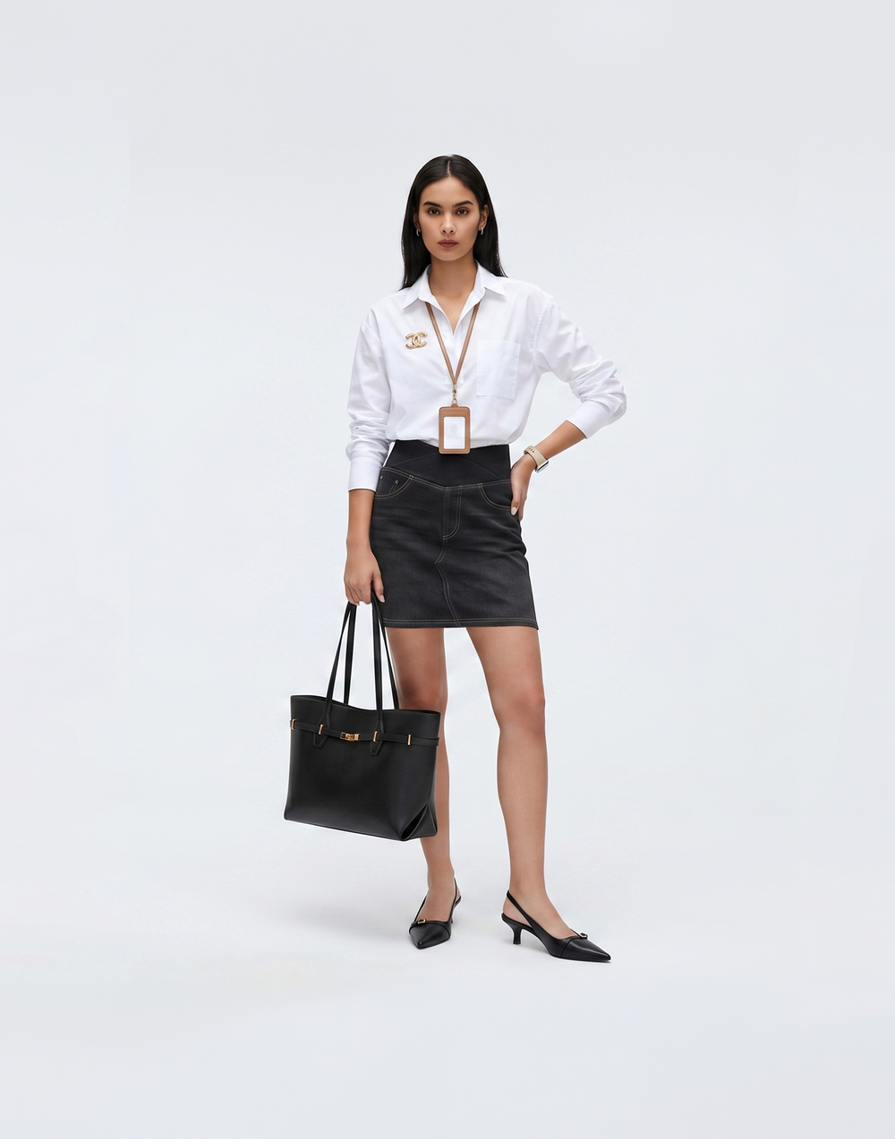 Cooling & Stretchable With Tummy Control Signature Denim Skirt With Pockets