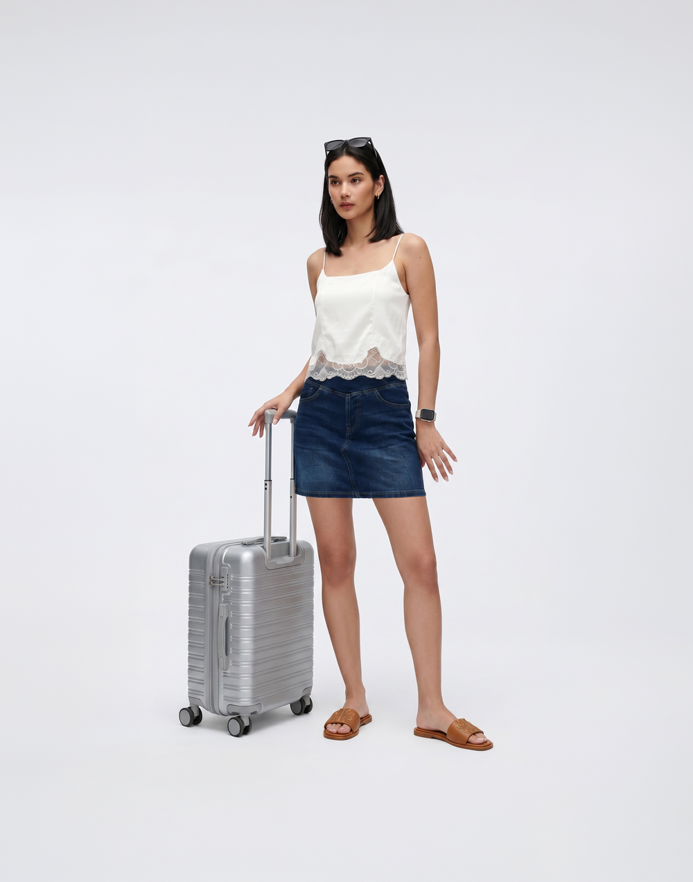 Cooling & Stretchable With Tummy Control Signature Denim Skirt With Pockets