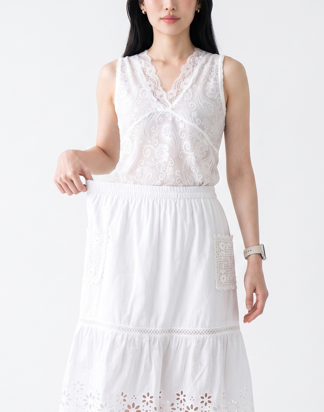 Cooling, Breathable Muse Lace Skirt With Stretchable Waistband & Pockets