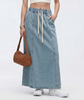 Cooling & Buttery Soft Mermaid Denim Skirt With Adjustable Waistband & Pockets