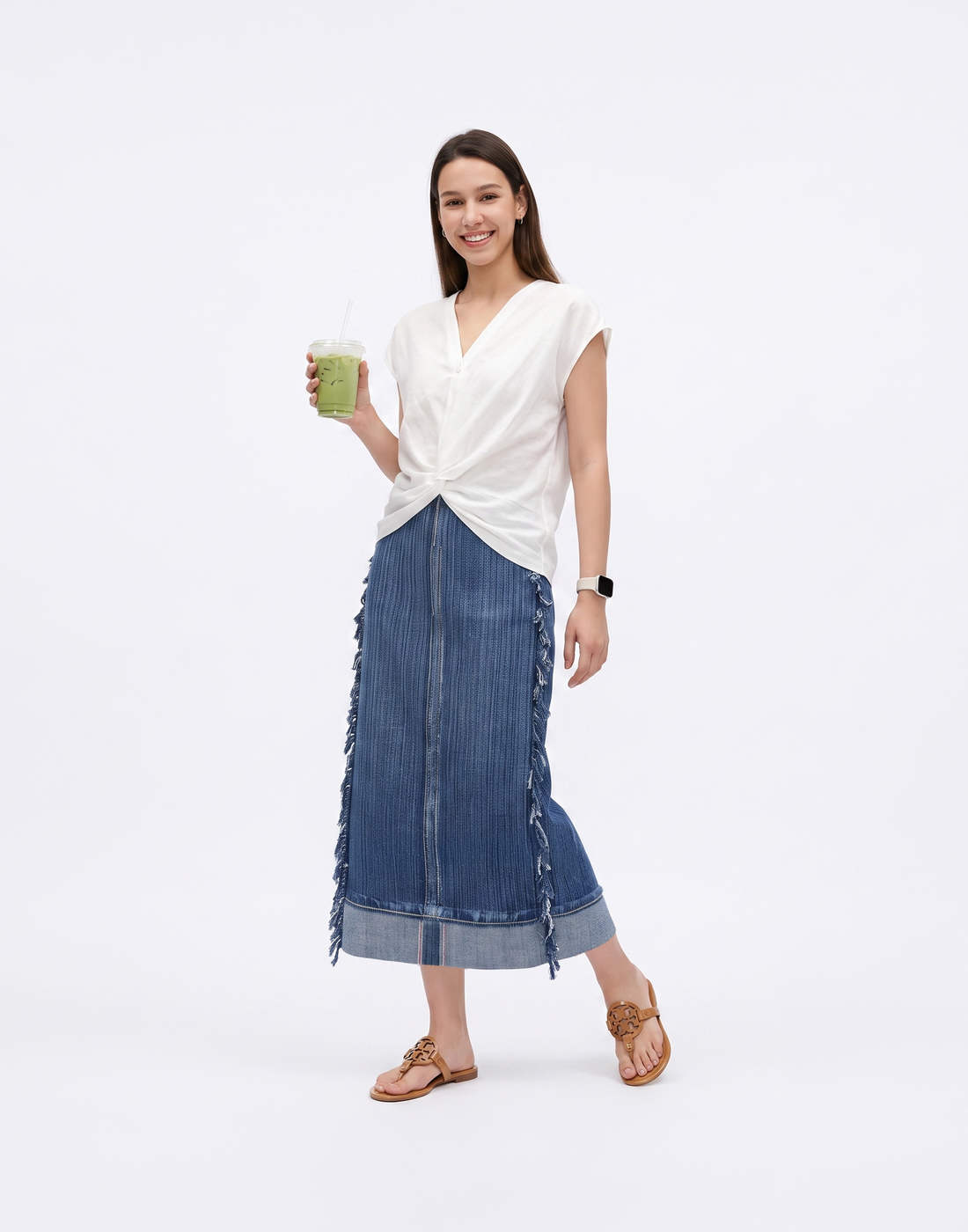 Wrinkle-Free, Cooling & Breathable Free Size Aspen Denim Skirt With Pockets