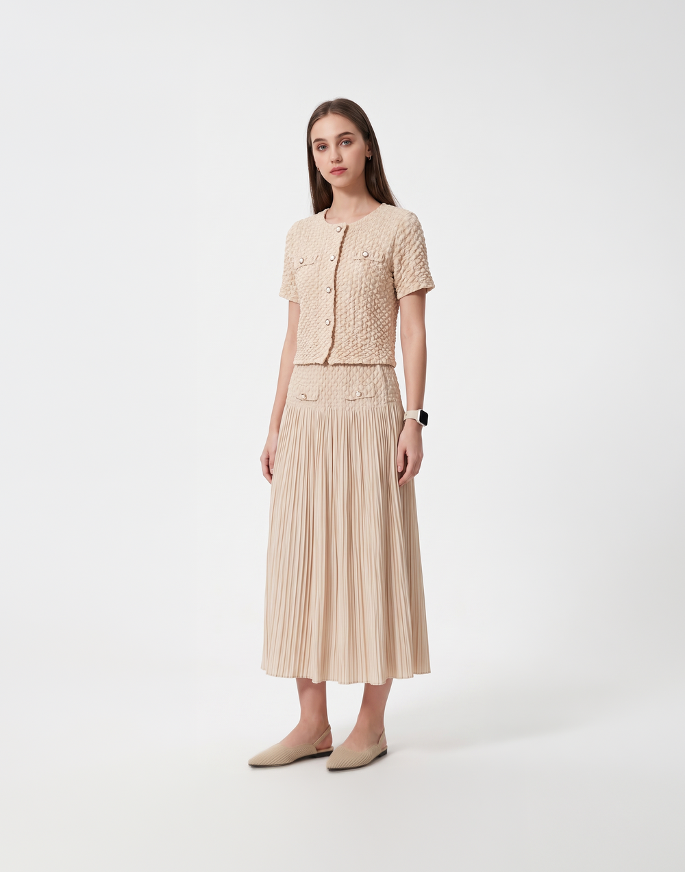Wrinkle-Free, Cooling & Breathable Free Size Lit Pleated Set
