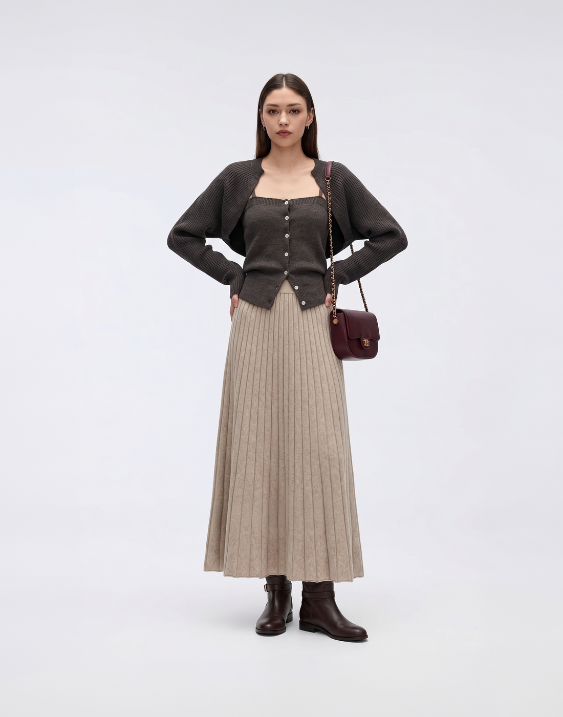 Buttery Soft, Warm & Free Size Nordic Pleated Skirt With Stretchy Waistband
