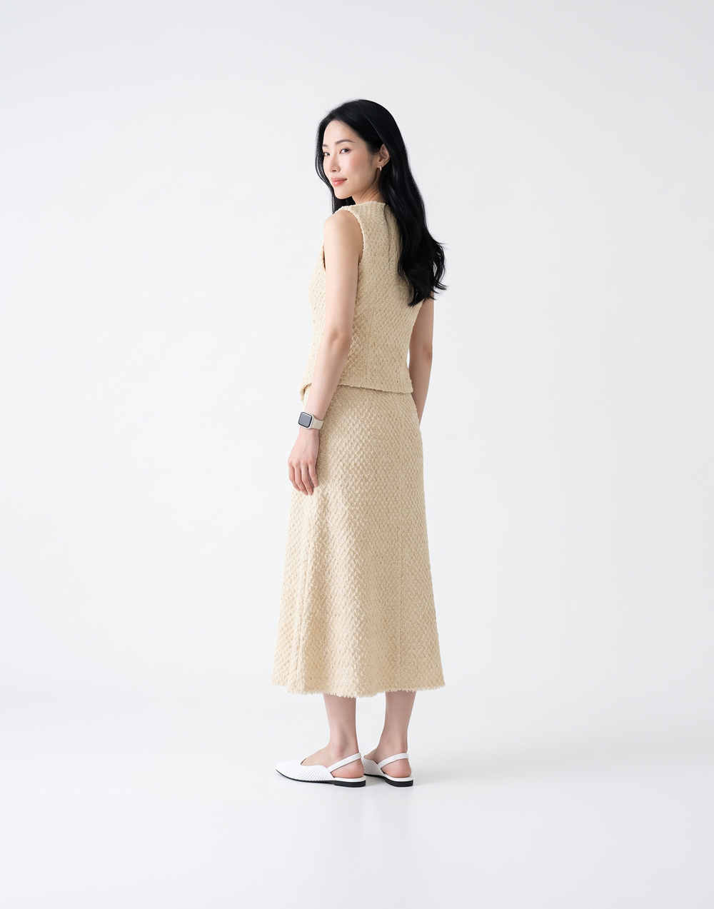 Wrinkle-Free, Cooling & Breathable Free Size Valencia Skirt With Stretchy Waistband