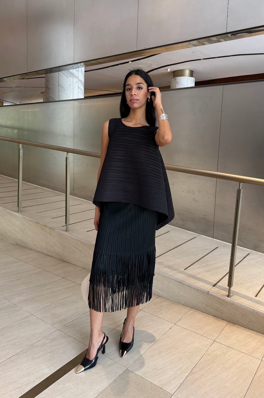 Cooling & Flattering Swirl Skirt With Elastic Waistband