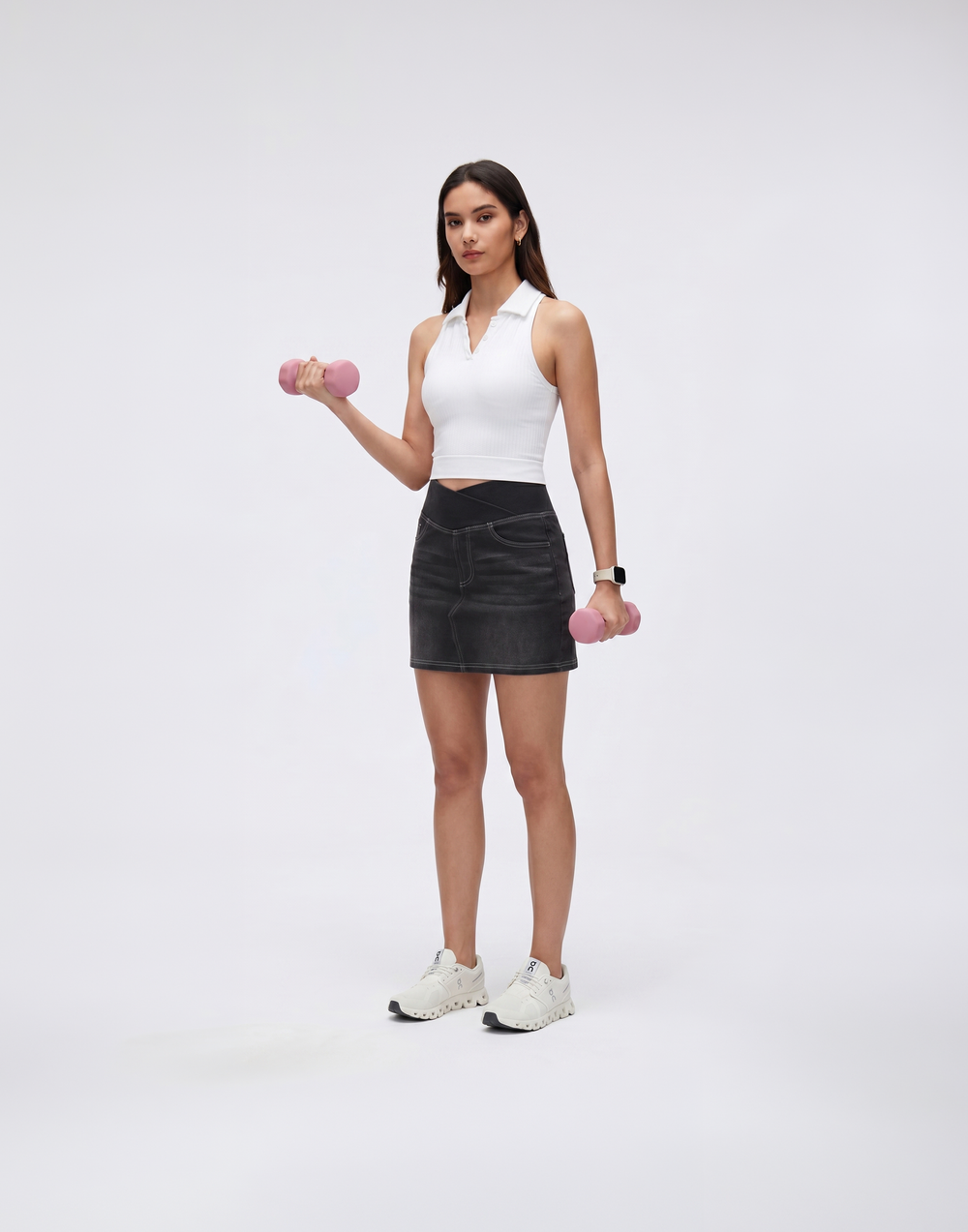 Cooling & Stretchable With Tummy Control Signature Denim Skirt With Pockets