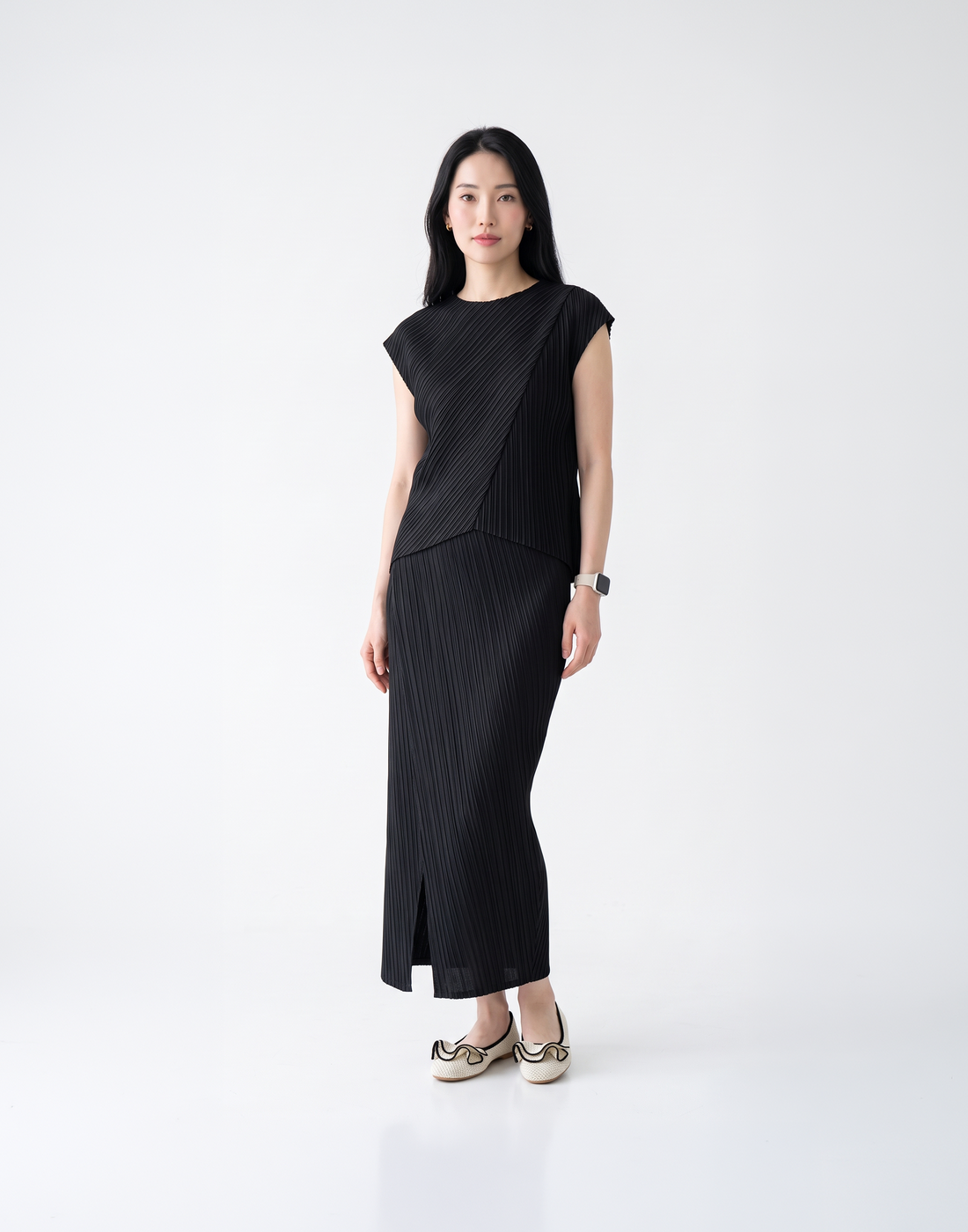 Wrinkle-Free, Cooling & Breathable Tummy Tucking Drape Skirt With Elastic Waistband