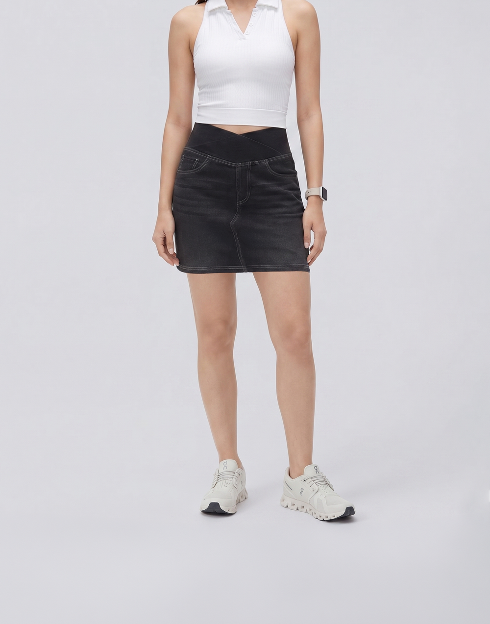 Cooling & Stretchable With Tummy Control Signature Denim Skirt With Pockets