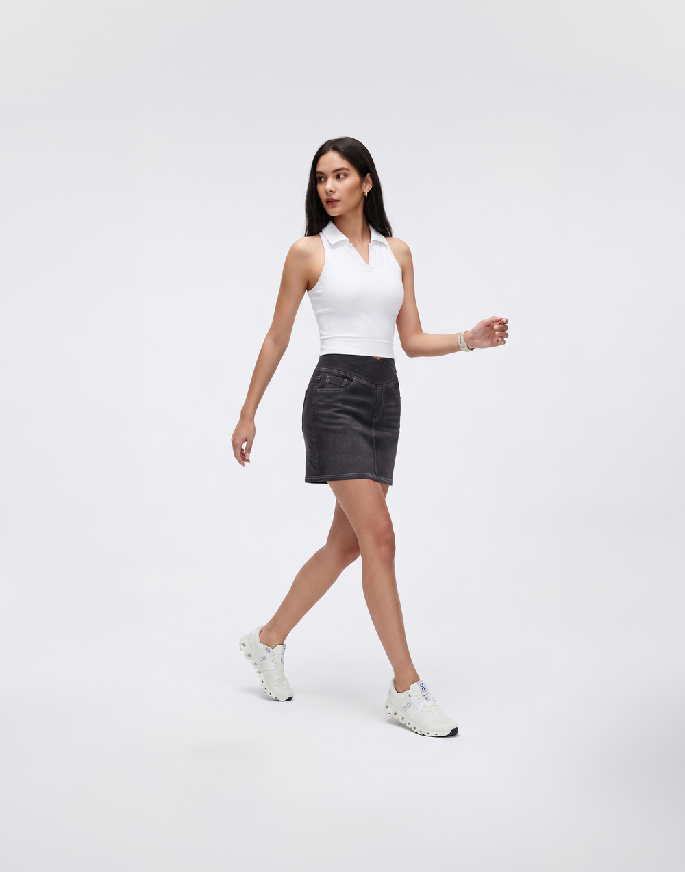 Cooling & Stretchable With Tummy Control Signature Denim Skirt With Pockets