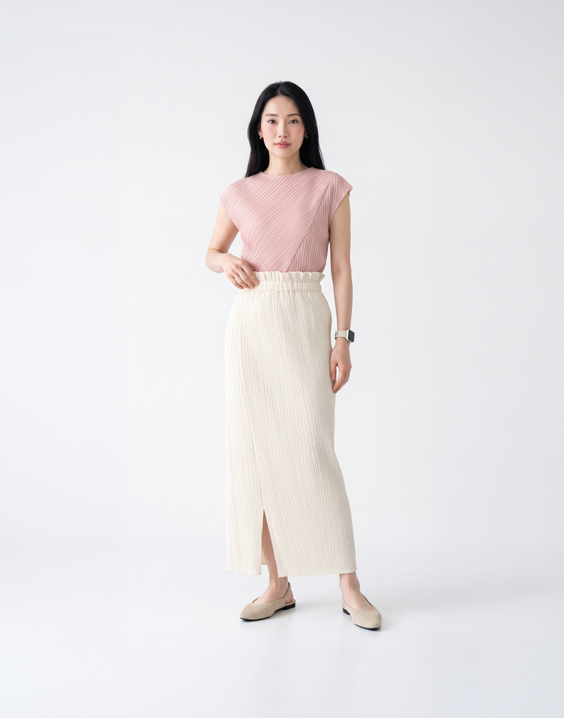 Wrinkle-Free, Cooling & Breathable Tummy Tucking Drape Skirt With Elastic Waistband