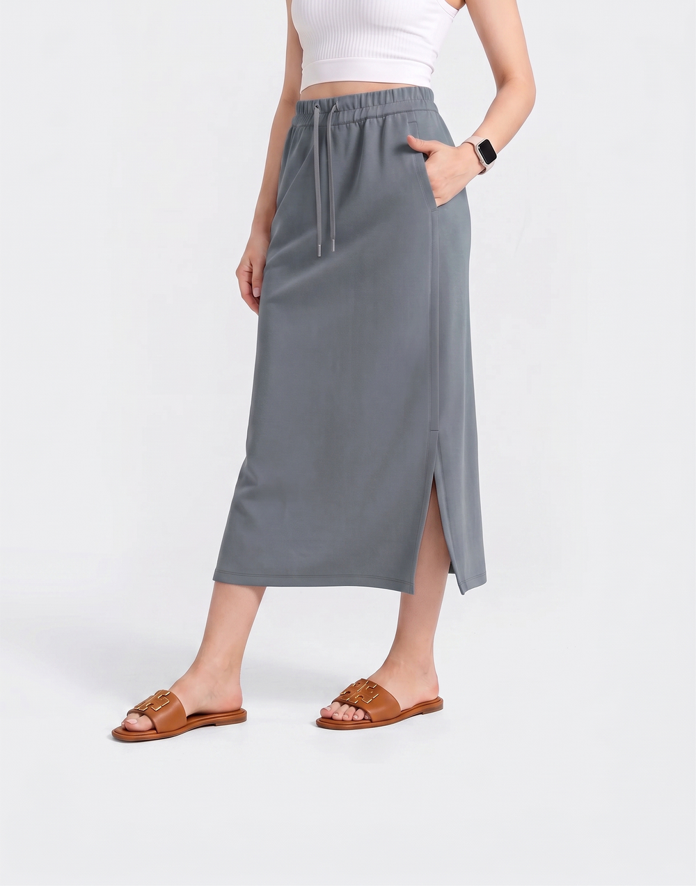 Cooling, Breathable & Buttery Soft Deluxe Skirt With Stretchable Waistband & Pockets