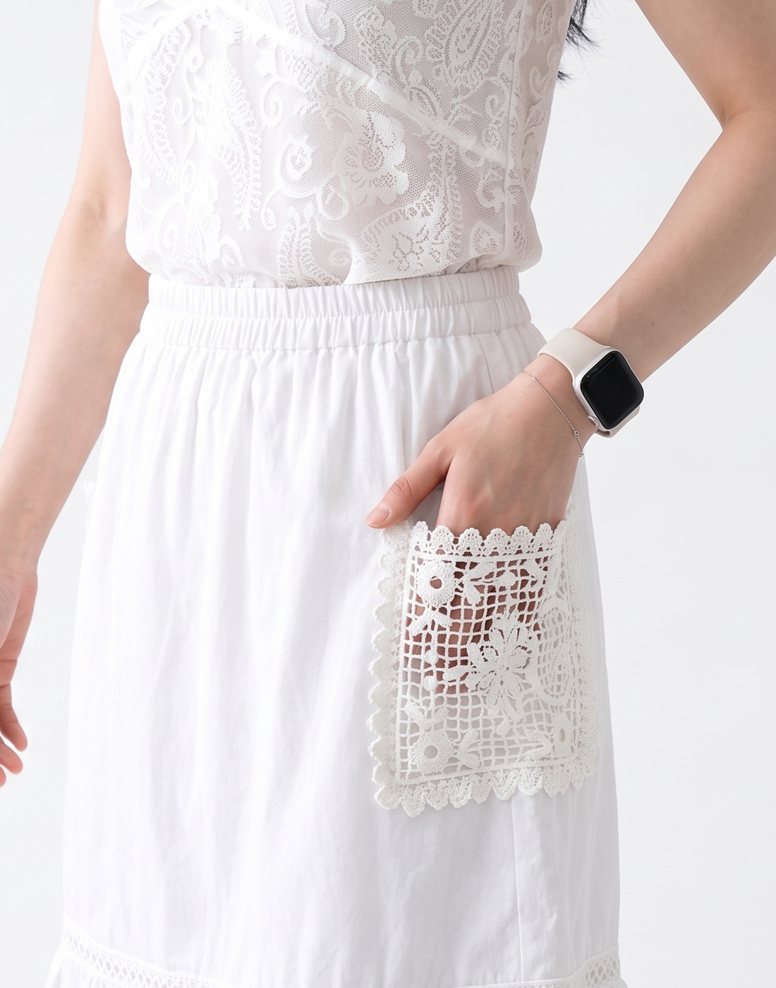Cooling, Breathable Muse Lace Skirt With Stretchable Waistband & Pockets