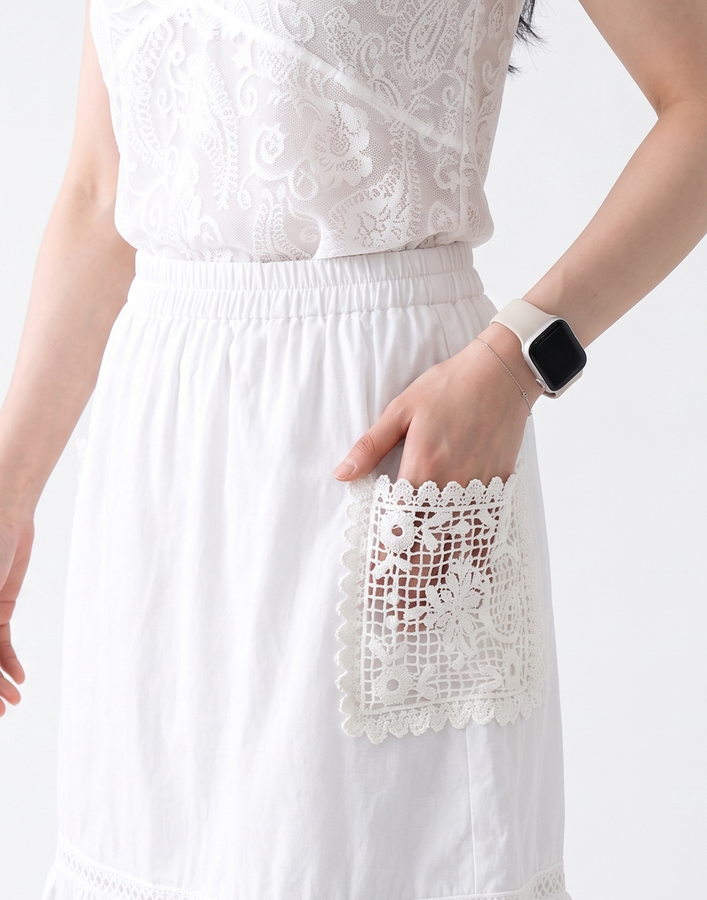 Cooling, Breathable Muse Lace Skirt With Stretchable Waistband & Pockets