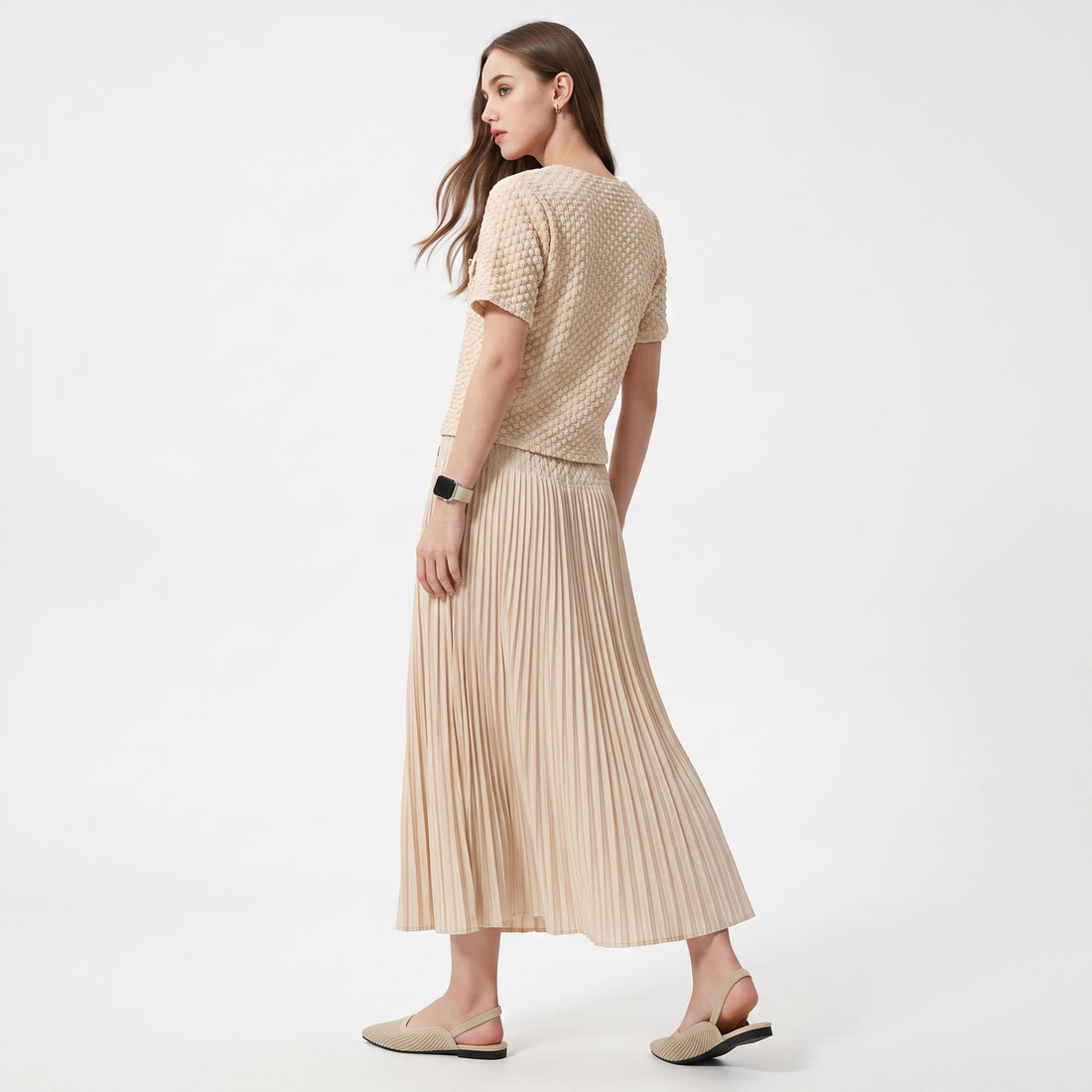 Wrinkle-Free, Cooling & Breathable Free Size Lit Pleated Set