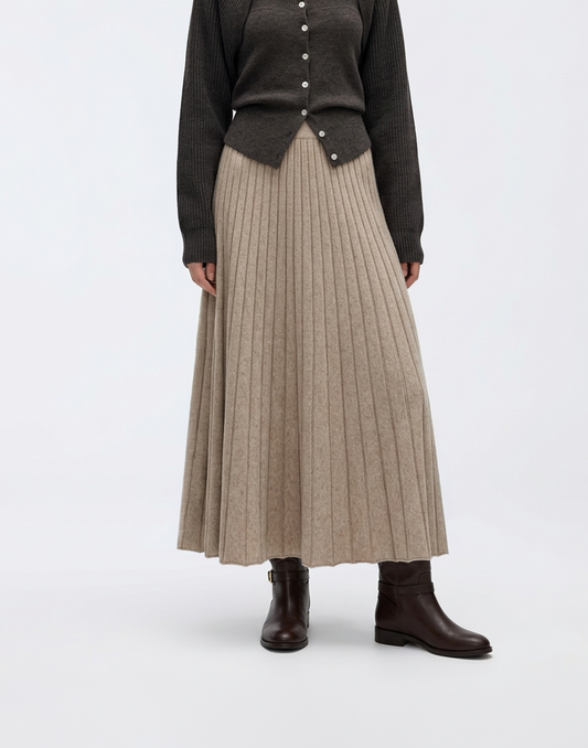 Buttery Soft, Warm & Free Size Nordic Pleated Skirt With Stretchy Waistband