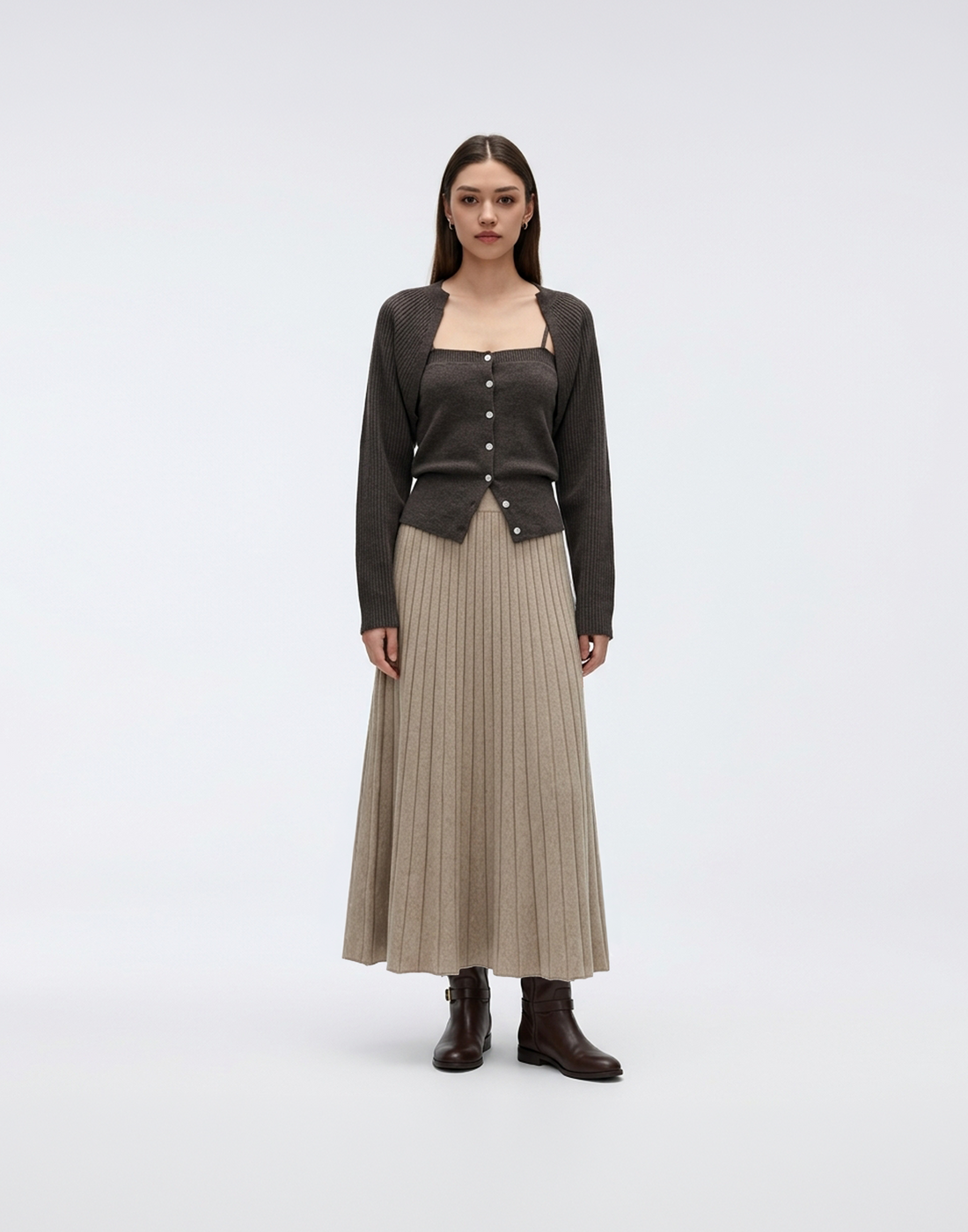 Buttery Soft, Warm & Free Size Nordic Pleated Skirt With Stretchy Waistband