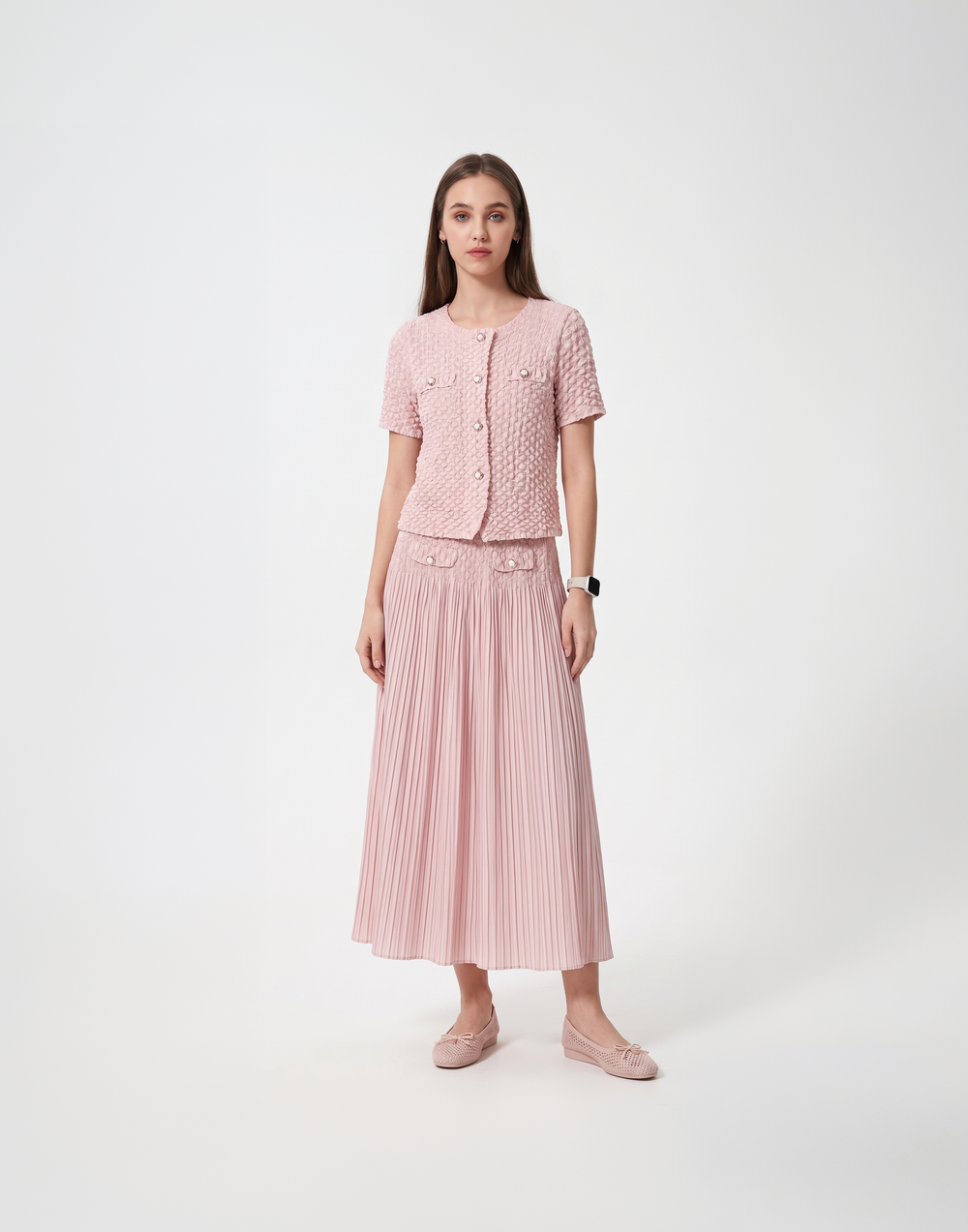 Wrinkle-Free, Cooling & Breathable Free Size Lit Pleated Set