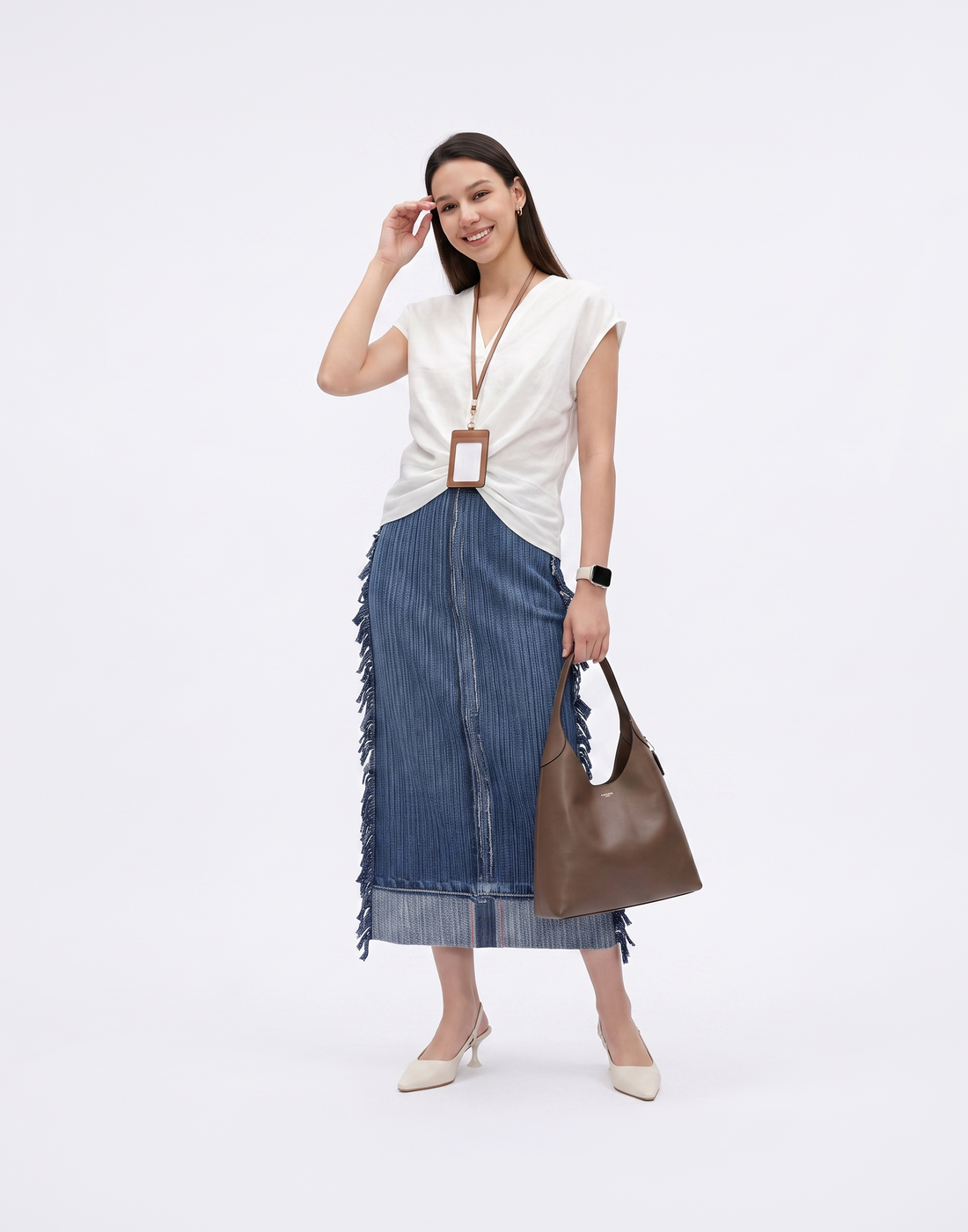Wrinkle-Free, Cooling & Breathable Free Size Aspen Denim Skirt With Pockets