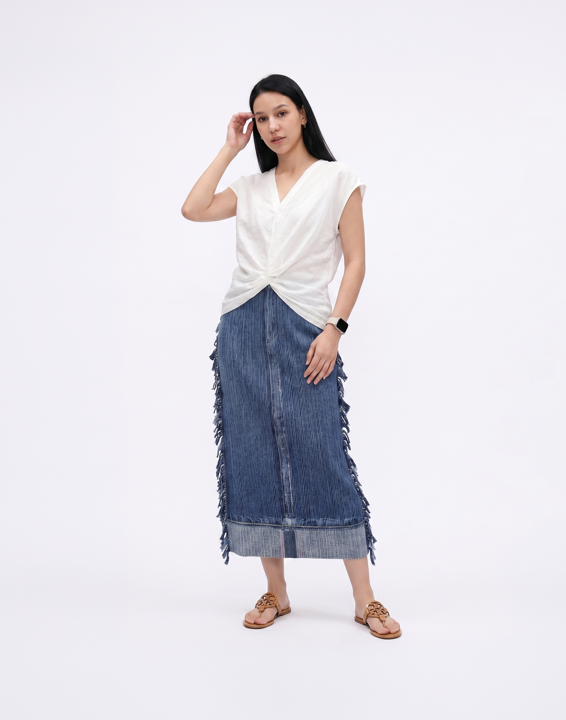 Wrinkle-Free, Cooling & Breathable Free Size Aspen Denim Skirt With Pockets