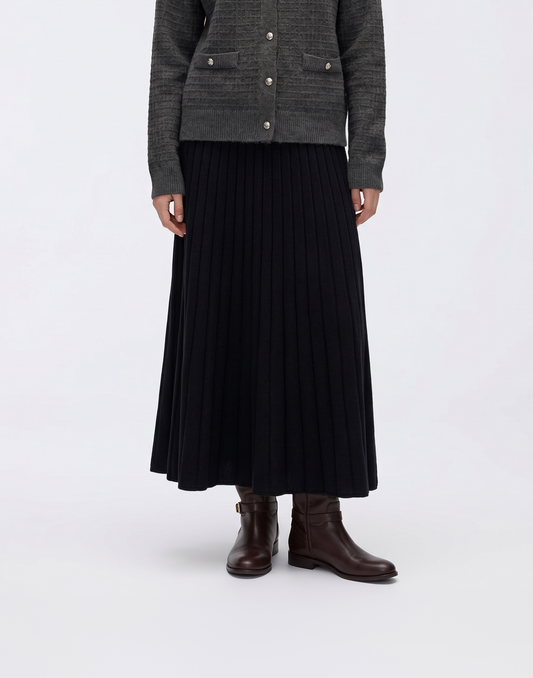 Buttery Soft, Warm & Free Size Nordic Pleated Skirt With Stretchy Waistband