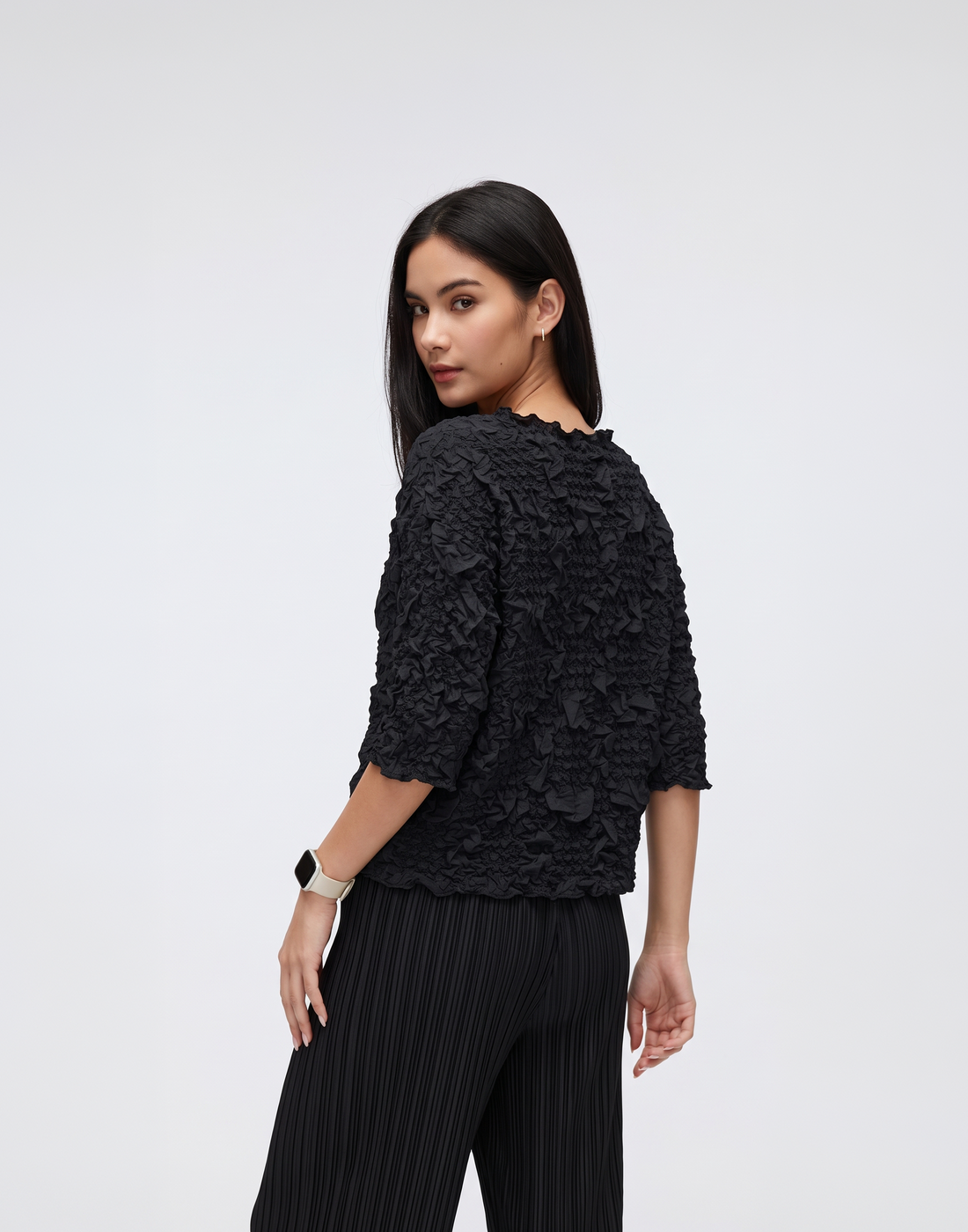 Wrinkle-Free, Cooling & Breathable Free Size Pleated Camellia Top